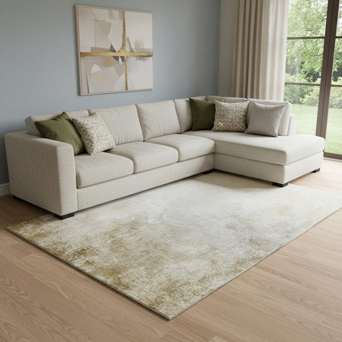 9' X 12' Abstract Washable Area Rug With UV Protection (650919) - Taupe / Ivory