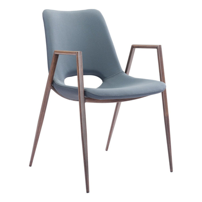 Upholstered Faux Leather Open Back Dining Arm Chairs (Set of 2) - Gray