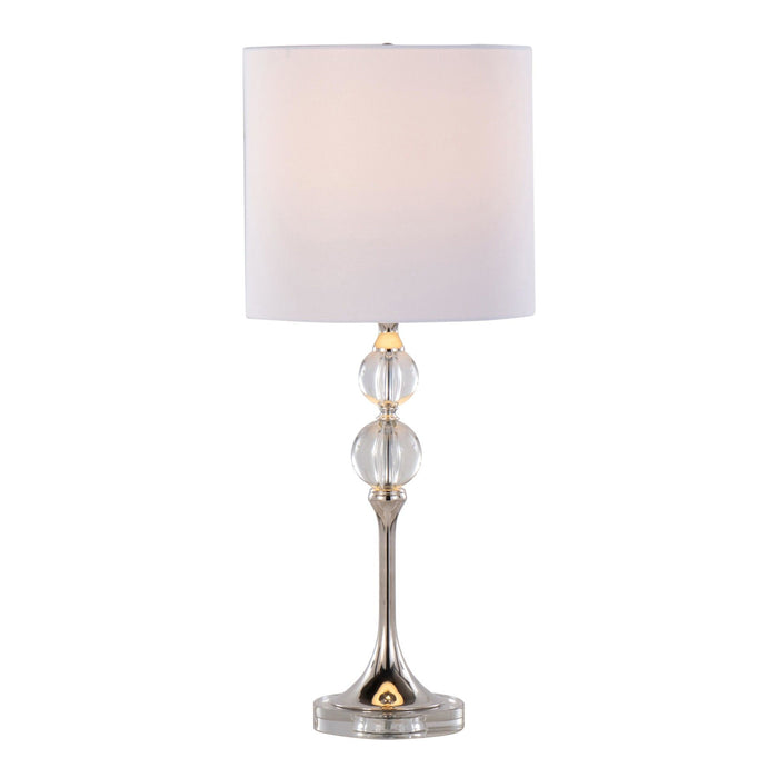 Clara - 26" Table Lamp (Set of 2) - Clear Crystal And Polished Nickel With White Linen Shade