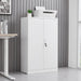 Giga metal filing cabinet with locking doors, adjustable shelves, ideal for home office, school, or garage storage.