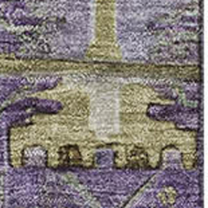 10' X 14' Medallion Washable Area Rug With UV Protection (714931) - Eggplant / Green
