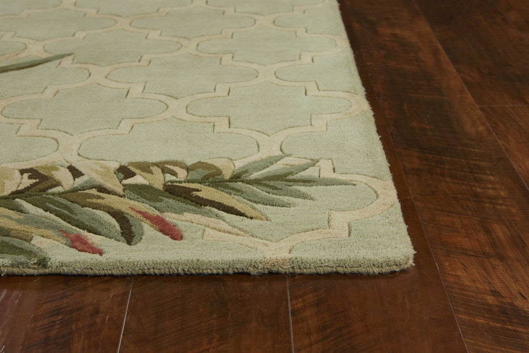 9' x 12' Hand Tufted Tropical Quatrefoil Indoor Area Rug - Sage Green