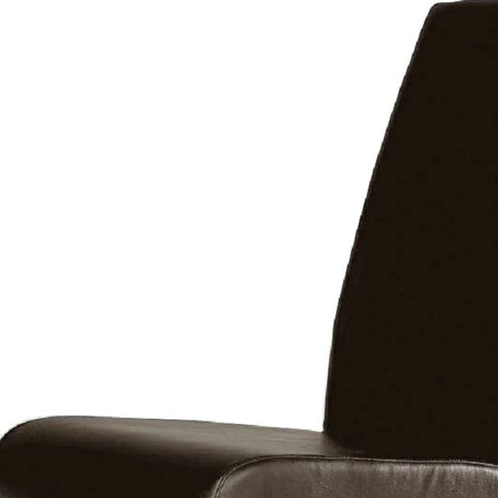 Upholstered Faux Leather Dining Side Chairs (Set of 2) - Brown / Silver