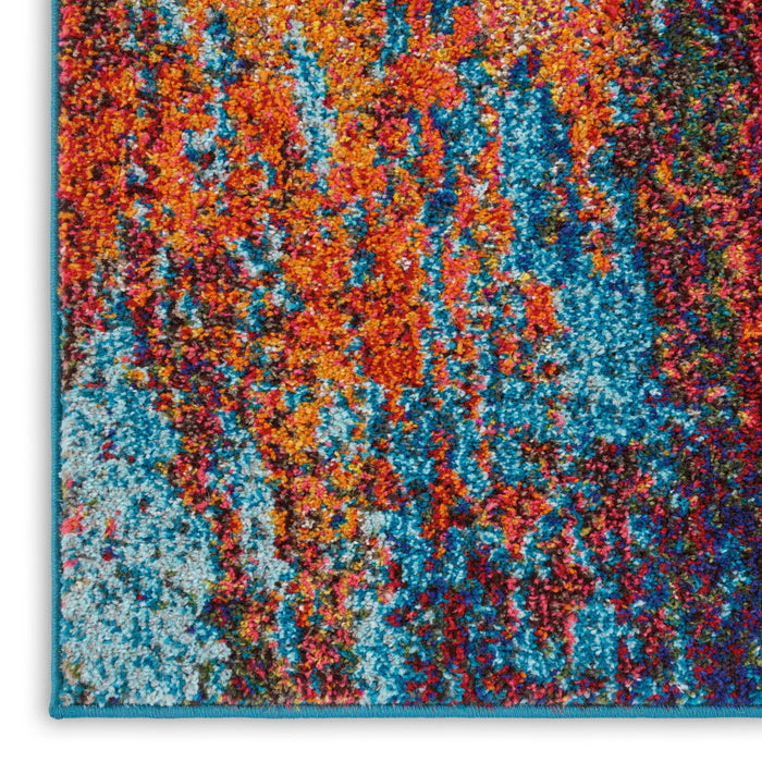 9' x 12' Abstract Power Loom Area Rug - Blue And Orange