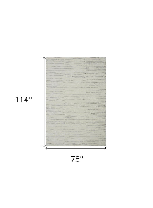 7' x 10' Abstract Power Loom Distressed Non Skid Area Rug - Beige And Gray