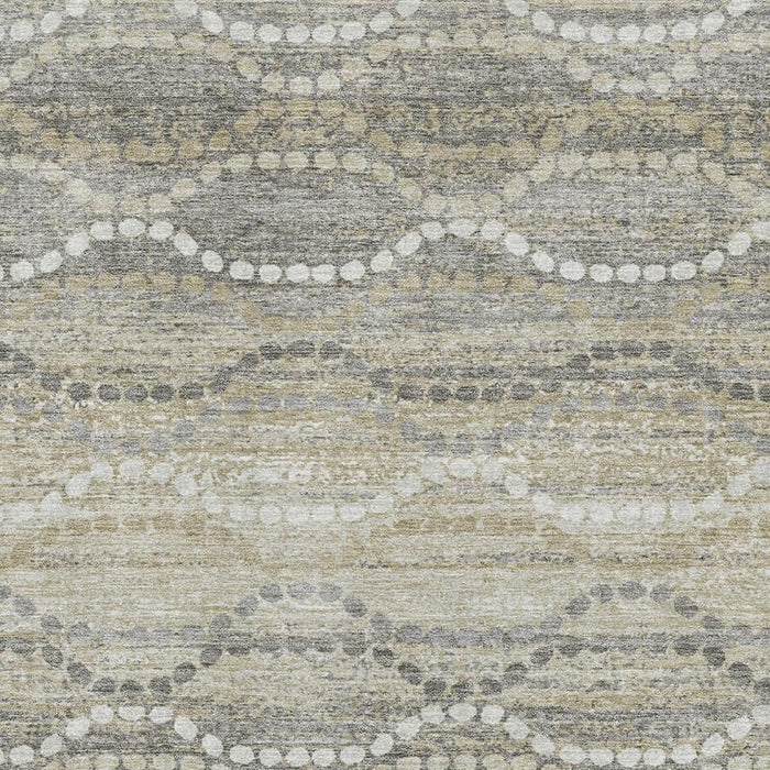 10' X 14' Abstract Geometric Washable Area Rug With UV Protection (715291) - Pewter / Ivory