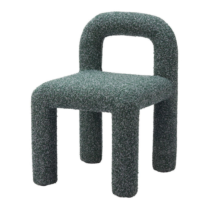 Upholstered Faux Fur Open Back Dining Side Chairs (Set of 2) - Green