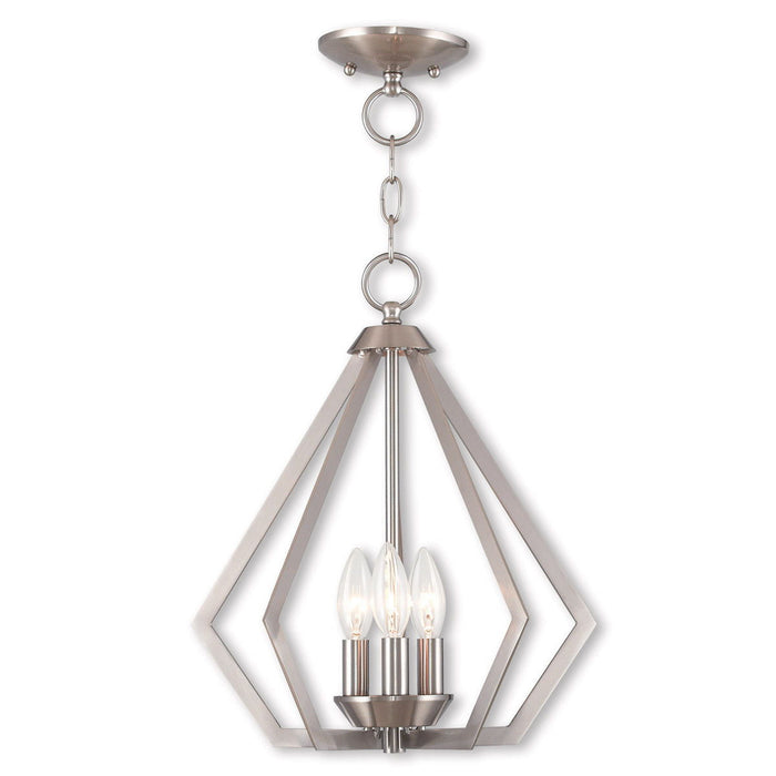 16" Three-Light Dimmable Chandelier With Shades - Nickel