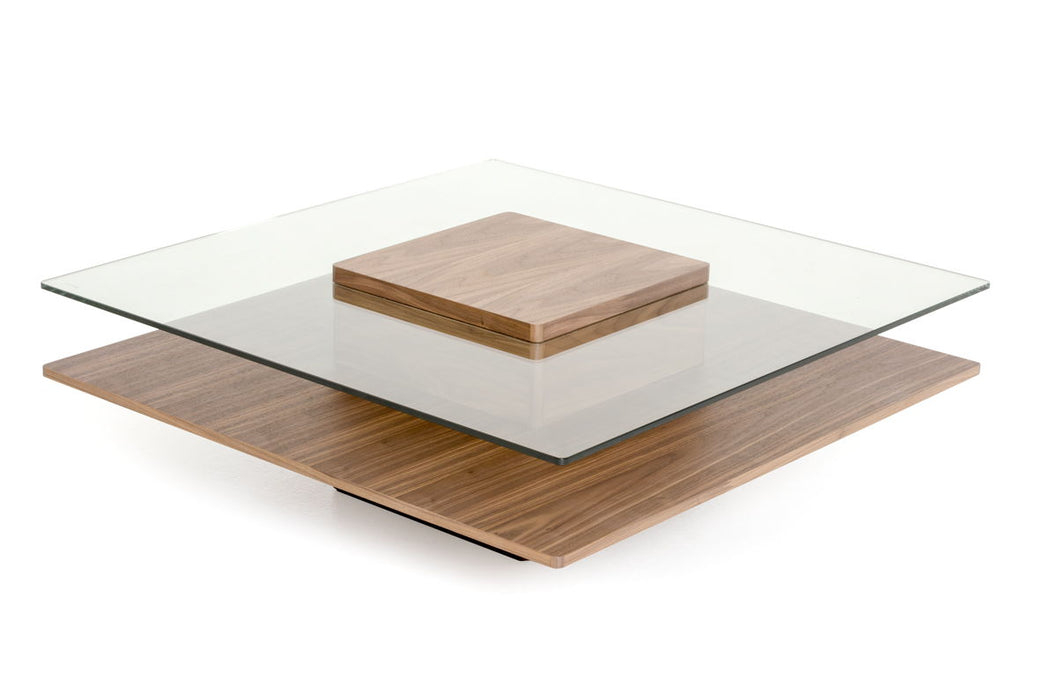 Glass Coffee Table With Shelf - Clear And Brown