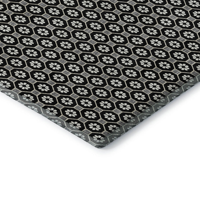 10' X 14' Geometric Washable Area Rug With UV Protection (693636) - Black / Gray / Silver