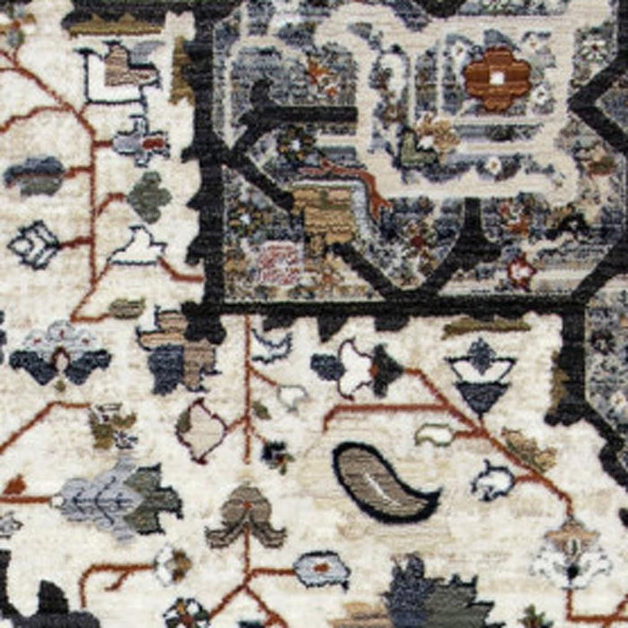 8' X 10' Medallion Area Rug (660313) - Gray / Black / Ivory