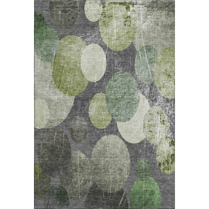 9' X 12' Abstract Washable Area Rug With UV Protection (648909) - Green / Ivory / Gray