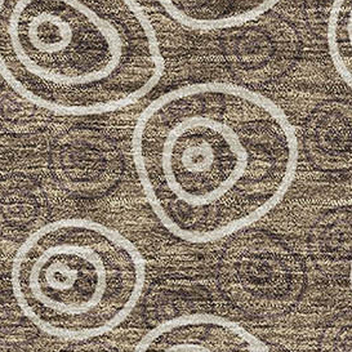 9' X 12' Polka Dot Washable Area Rug With UV Protection - Brown And Ivory