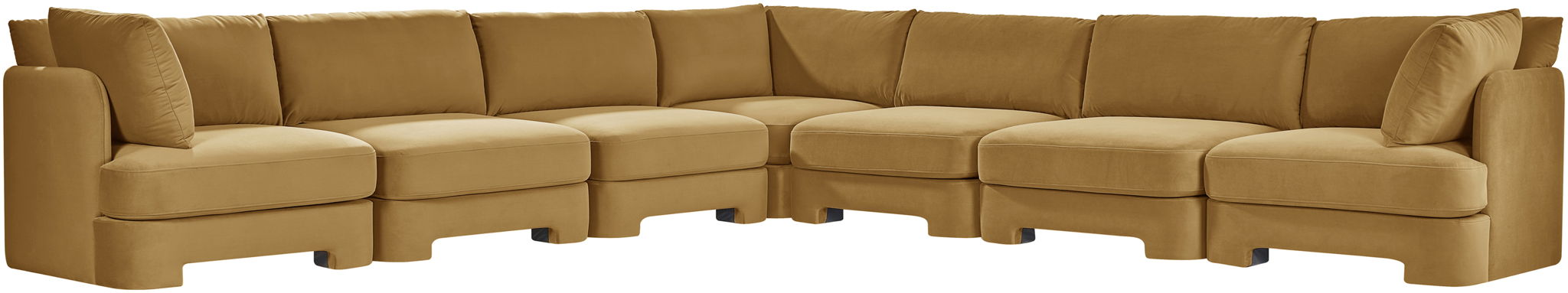 Meridian Furniture Hammond velvet performance fabric 7-piece corner sectional with plush upholstery and modern design.