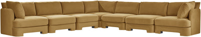 Meridian Furniture Hammond velvet performance fabric 7-piece corner sectional with plush upholstery and modern design.