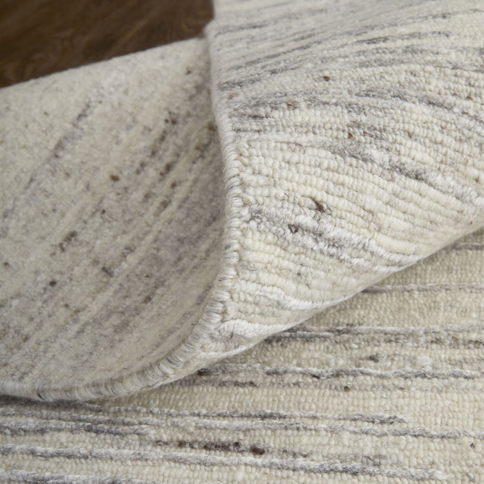 9' X 13' Abstract Hand Knotted Distressed Area Rug - Ivory And Gray