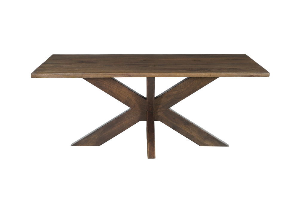Solid Wood Cross Leg Base Dining Table - Brown