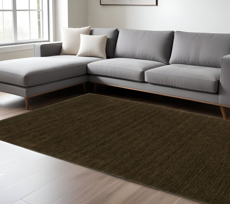 6' X 9' Casual Wool Hand Tufted Area Rug - Brown