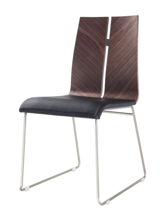 Faux Leather Dining Side Chairs (Set of 2) - Brown / Black
