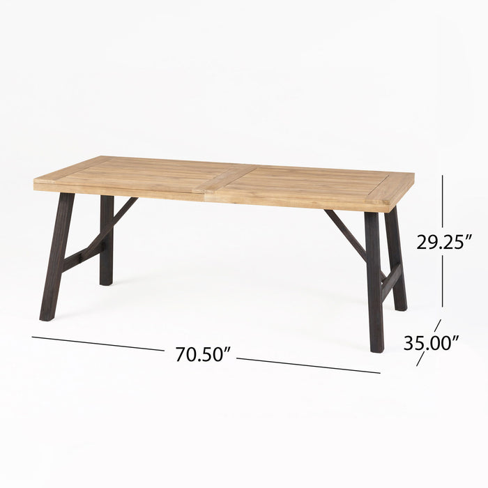 Outdoor Dining Set With 2 Bench And 1 Dining Table - Light Brown