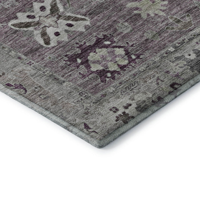10' X 14' Oriental Washable Area Rug With UV Protection (714973) - Merlot / Gray