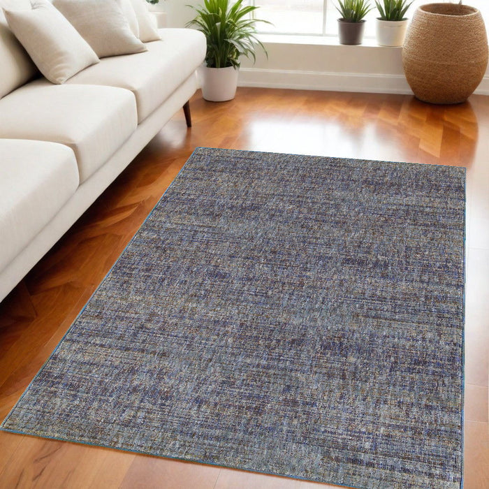 5.3' x 7.6' Power Loom Area Rug - Blue And Ivory