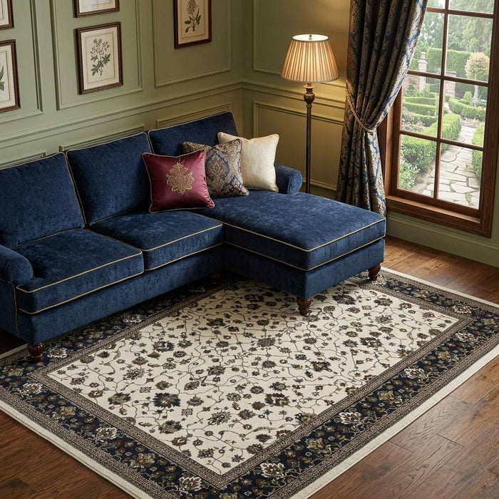 10' X 13' Oriental Area Rug With Fringe (574852) - Ivory / Brown