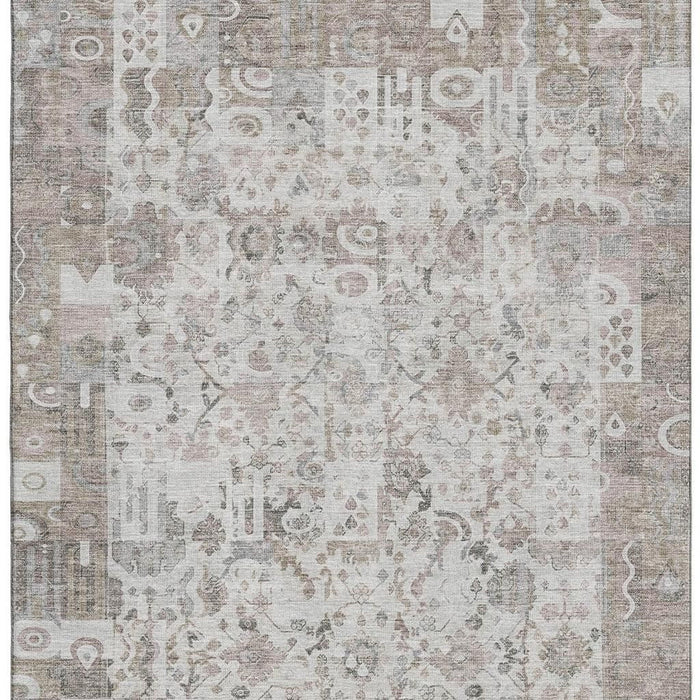 10' X 14' Patchwork Washable Area Rug With UV Protection (717779) - Taupe / Ivory
