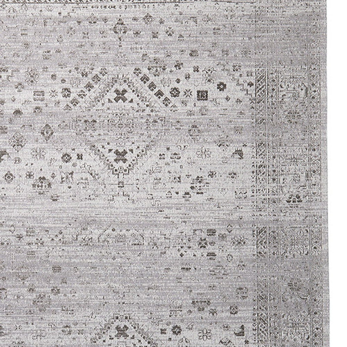 5' X 8' Medallion Hand Woven Distressed Area Rug - Black And Gray
