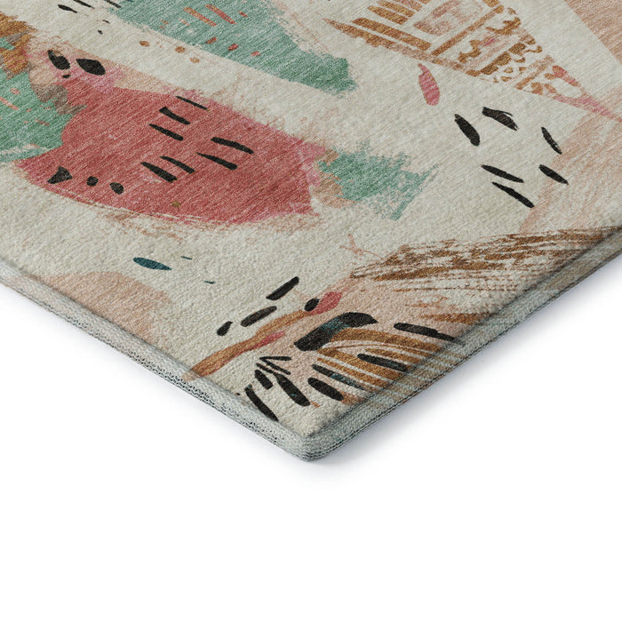 10' X 14' Geometric Washable Area Rug With UV Protection (694514) - Ivory / Black / Blush