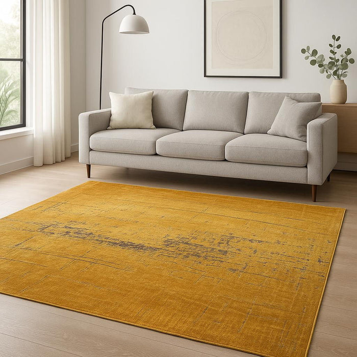 7' X 9' Chevron Washable Area Rug (548431) - Yellow / Brown