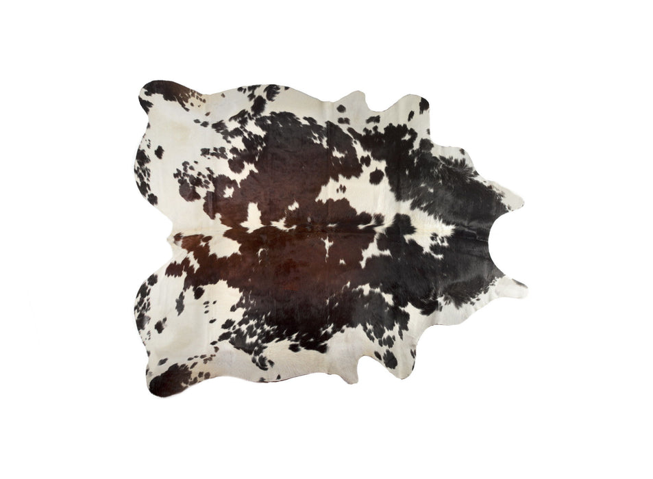 5' x 7' Cowhide Hand Knotted Stain Resistant Area Rug - Dark Brown And White