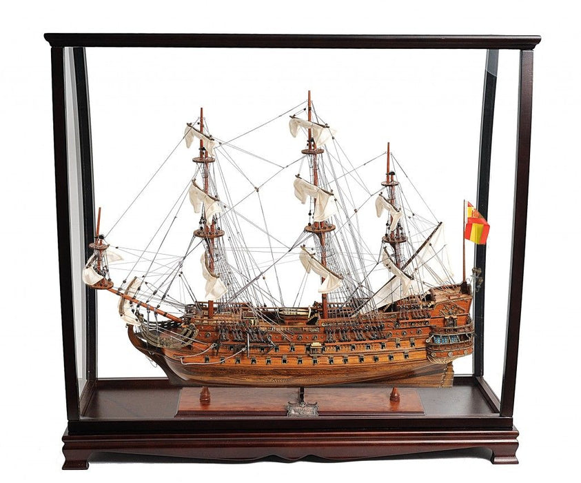 San Felipe Large Table Top Display Hand Painted Decorative Boat - Brown