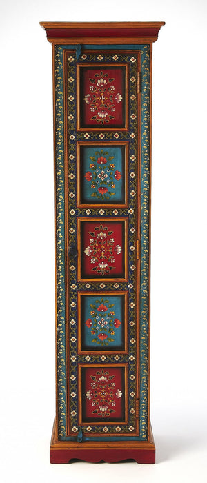 Hand Painted Accent Cabinet - Red / Blue And Gold