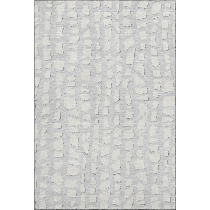 10' X 14' Cobblestone Washable Area Rug With UV Protection - Silver And Ivory