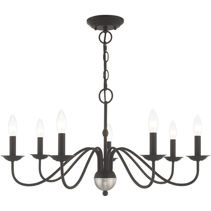16" Seven Light Dimmable Chandelier With Shades - Black