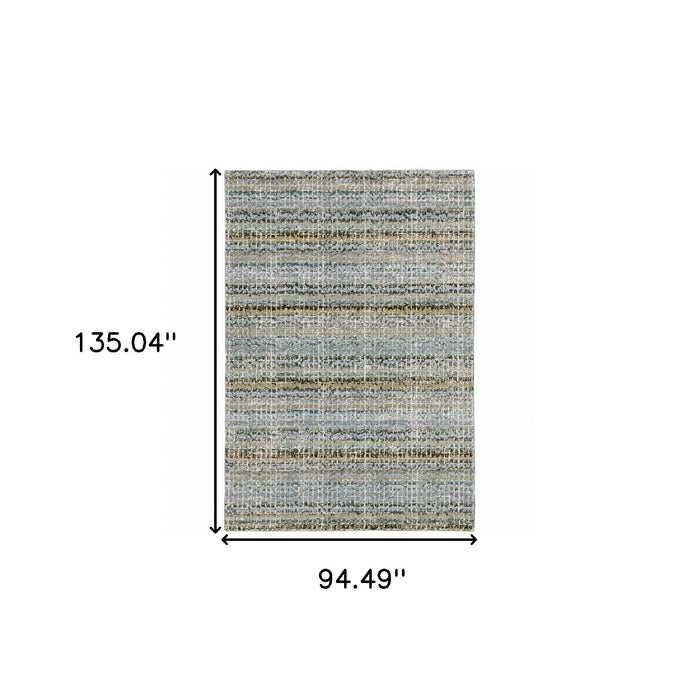 7.9' x 11.3' Abstract Power Loom Area Rug - Blue And Ivory