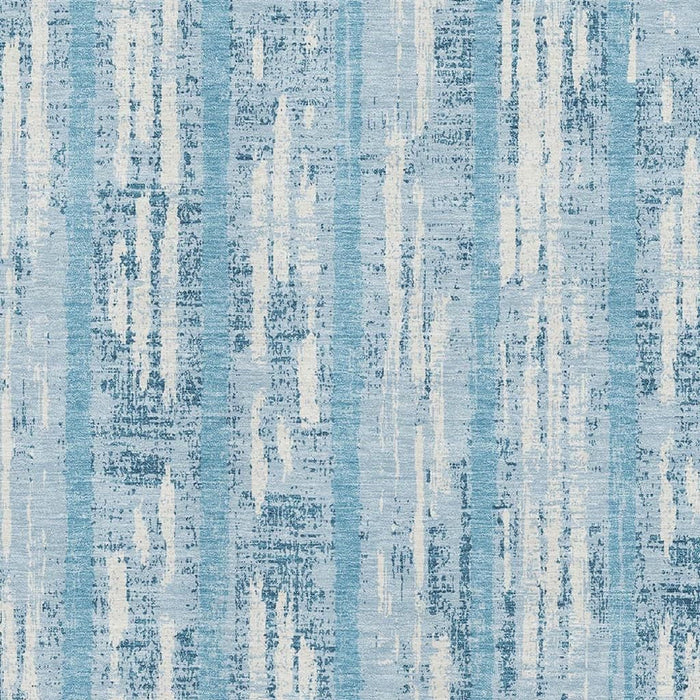 10' X 14' Striped Washable Area Rug With UV Protection (670934) - Sky Blue / Ivory