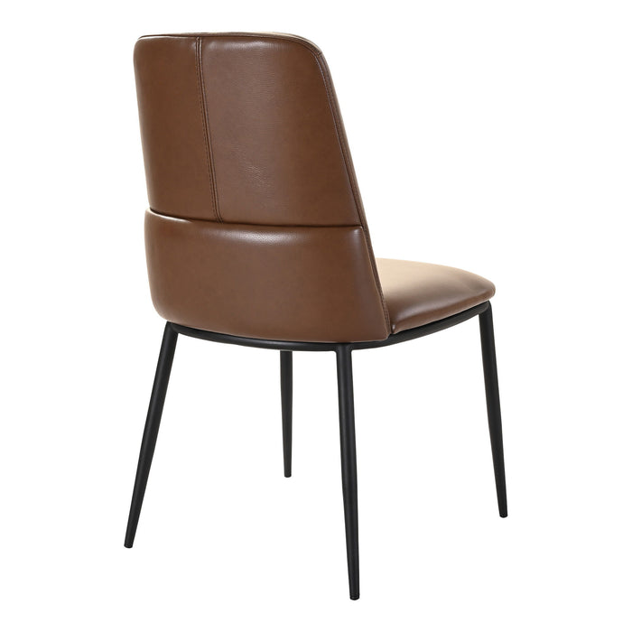 Upholstered Leather Dining Side Chairs (Set of 2) - Brown / Black