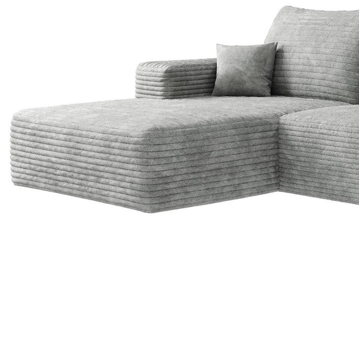 135" 2 Piece Living Room Set Corduroy Modular Compression Foam Sofa With Ottoman Toss Pillows - Gray