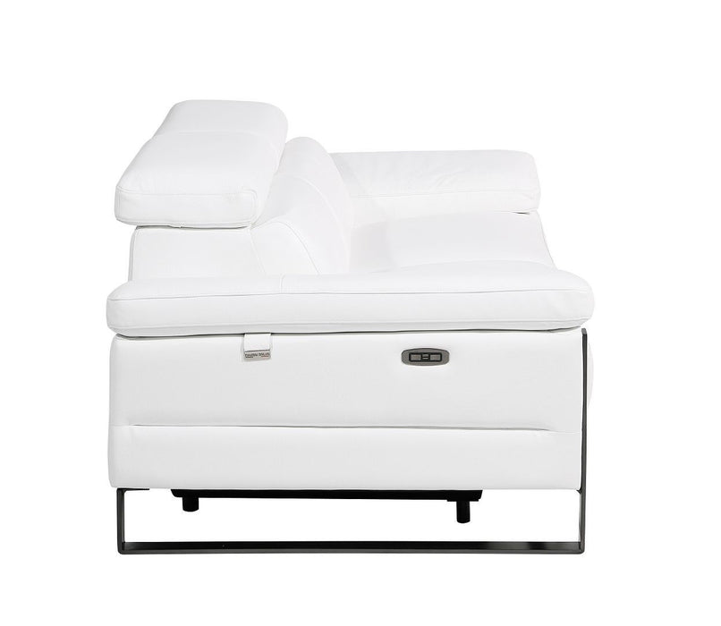 Italian Leather Power Reclining Loveseat (720502) - White / Black