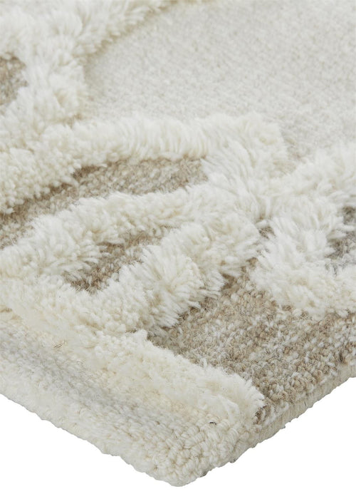 10' x 14' Wool Geometric Tufted Handmade Stain Resistant Area Rug - Ivory Tan And Silver