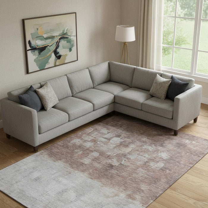 10' X 14' Abstract Washable Area Rug With UV Protection (718472) - Rust / Silver