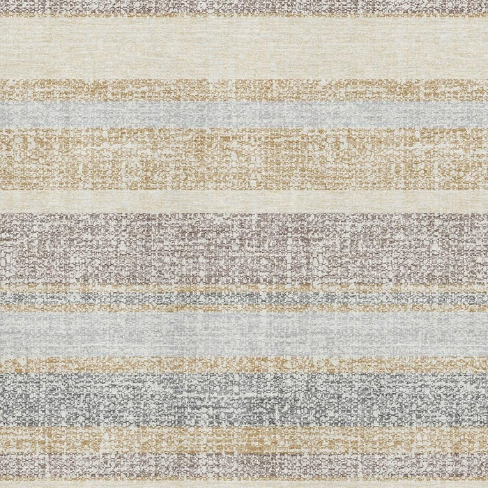 10' X 14' Striped Washable Area Rug With UV Protection (718599) - Gold / Beige