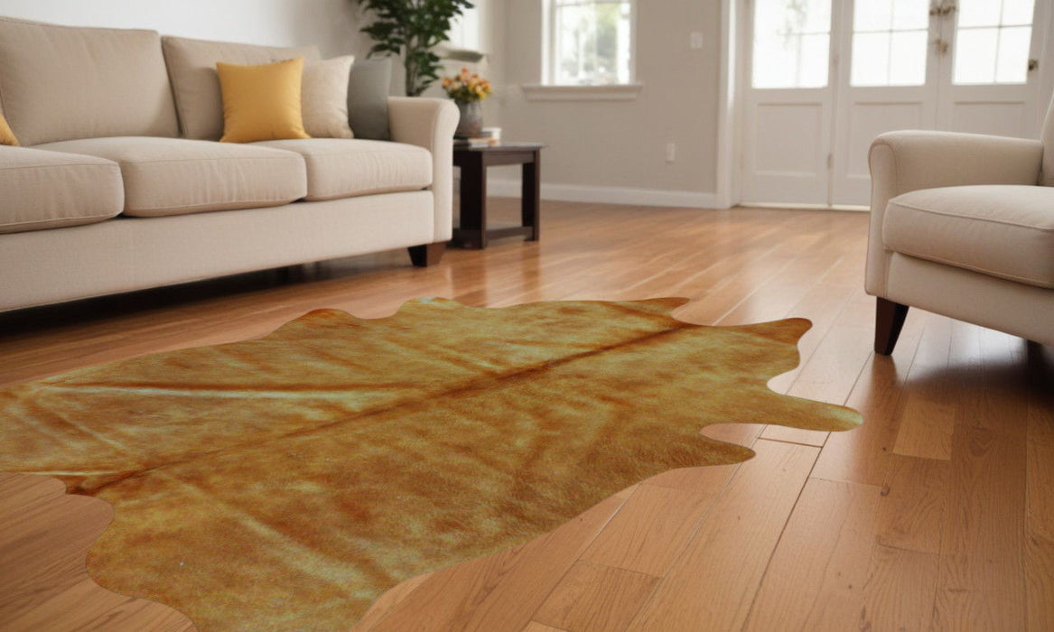 6' x 7' Exotic Cowhide Area Rug - Golden Honey