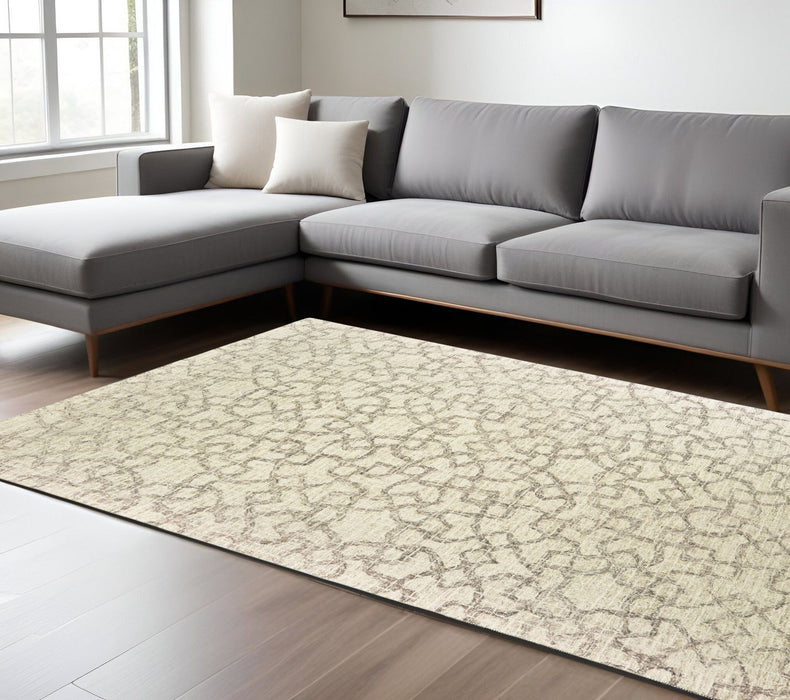 10' X 13' Wool Geometric Hand Tufted Area Rug - Tan And Ivory