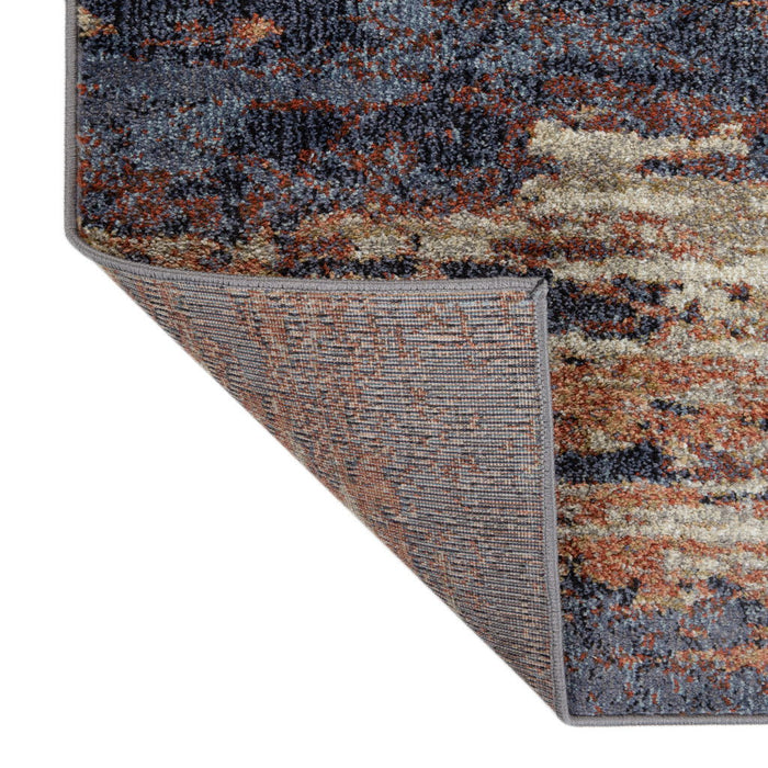 9' x 12' Abstract Power Loom Area Rug - Ivory Rust And Blue
