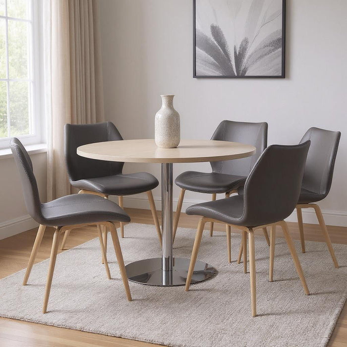 Upholstered Dining Side Chairs (Set of 4) - Gray / Silver