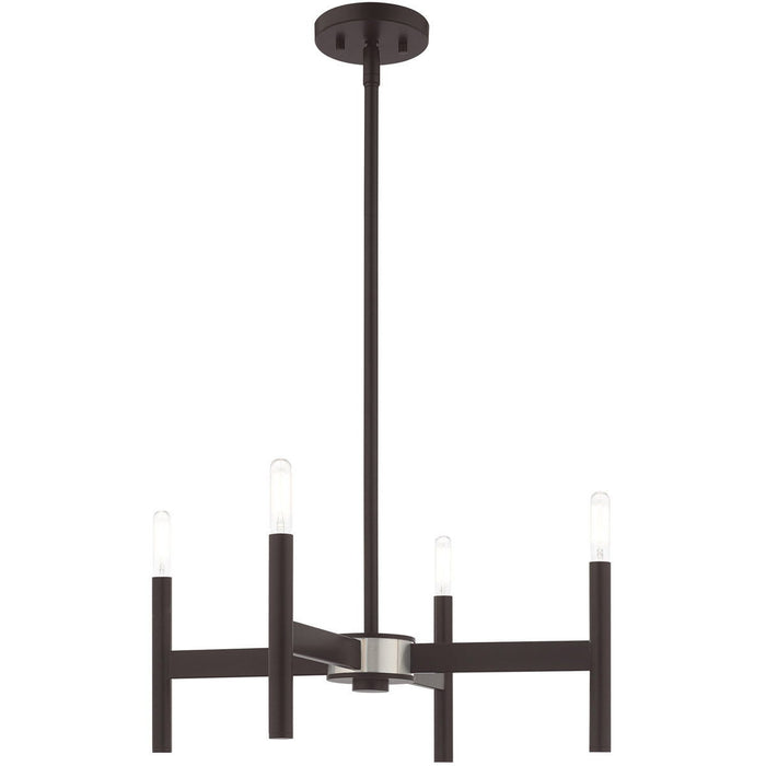 20" Four Light Dimmable Chandelier With Shades - Bronze