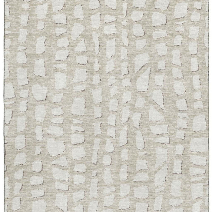 9' X 12' Cobblestone Washable Area Rug With UV Protection - Beige And Ivory